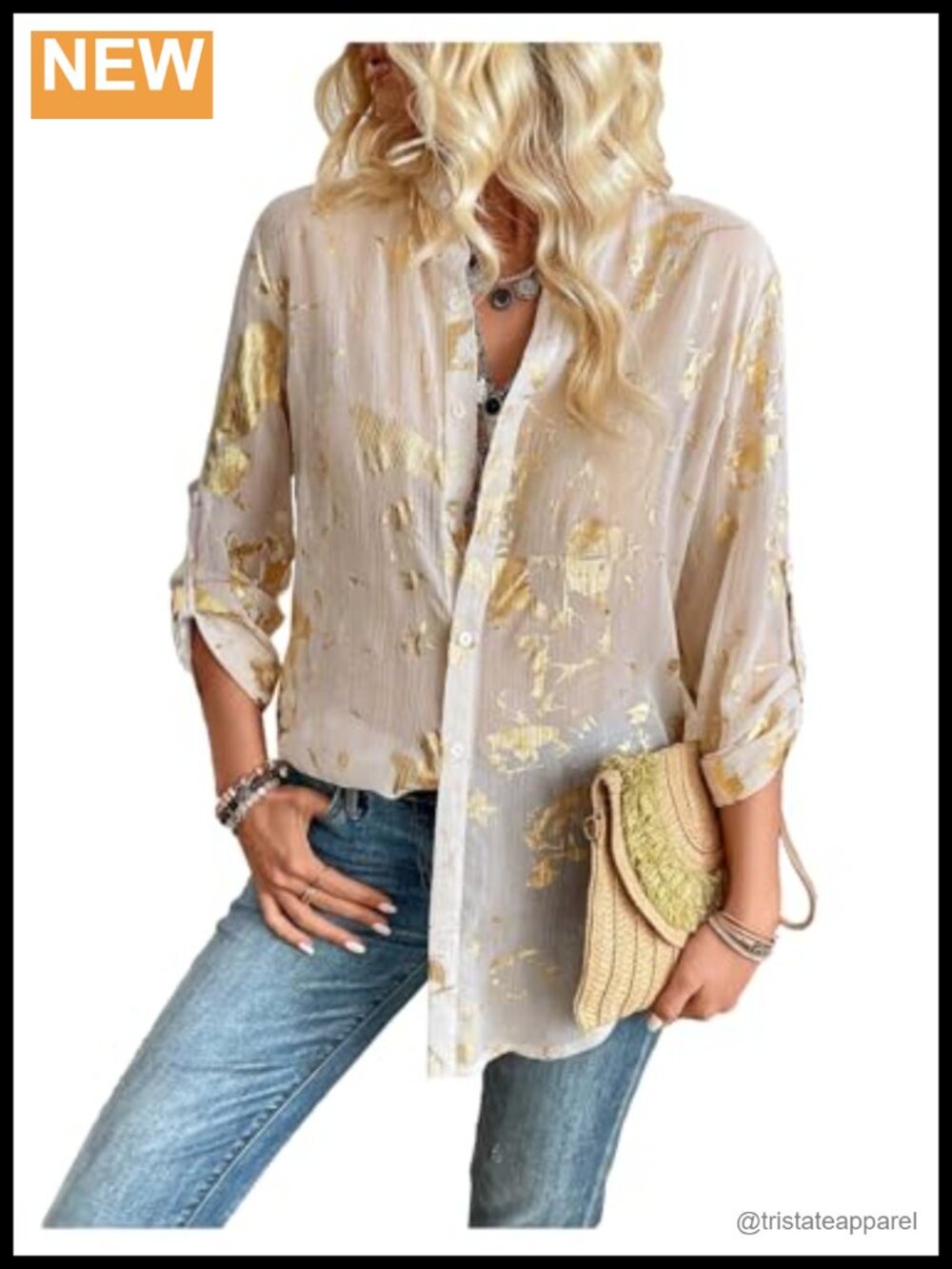 Sheer Floral Peasant Blouse Long Sleeve Button Down Shirt Women's